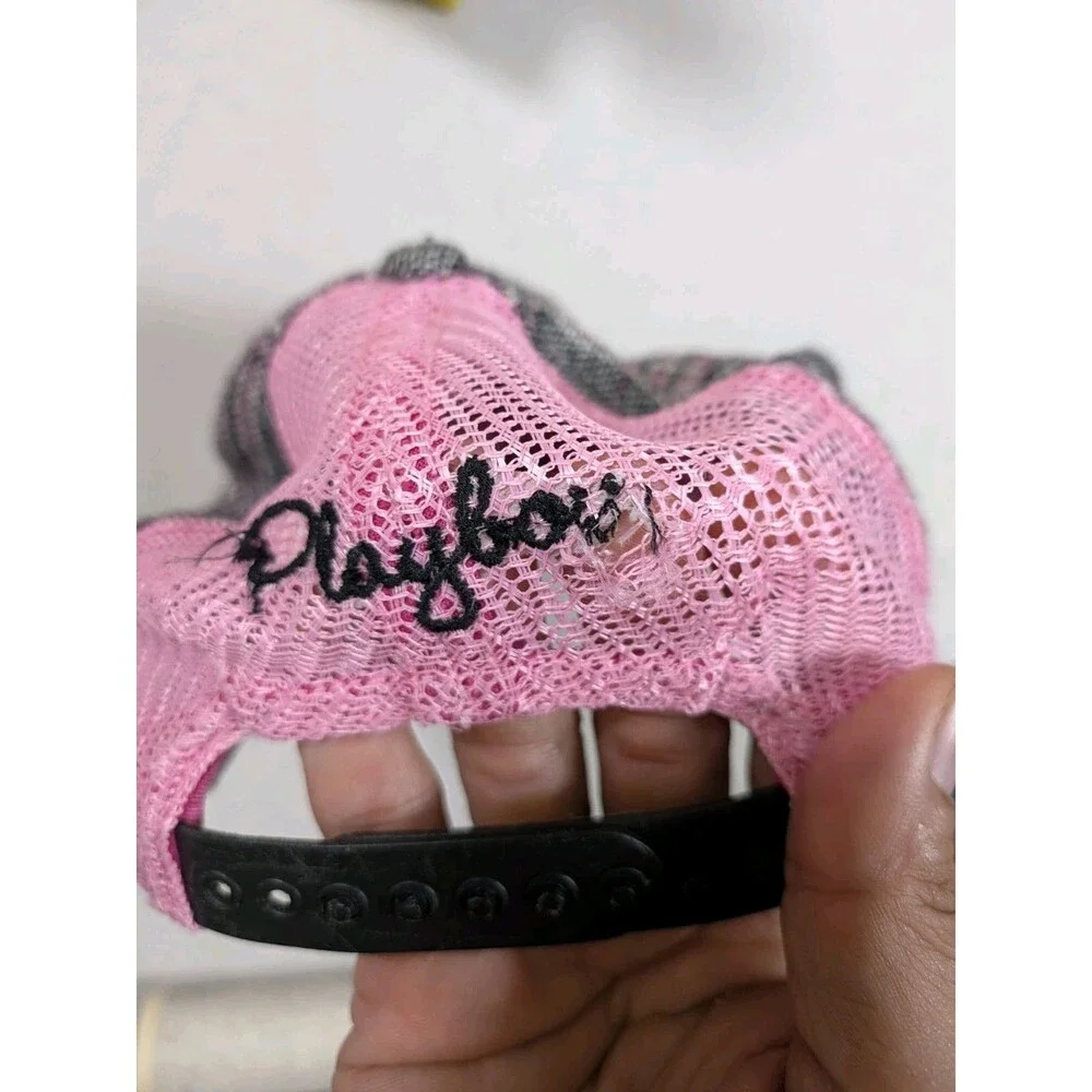Vintage Retro Y2K Playboy Bunny Newsboy Pink Plaid Mesh Back Snapback Hat